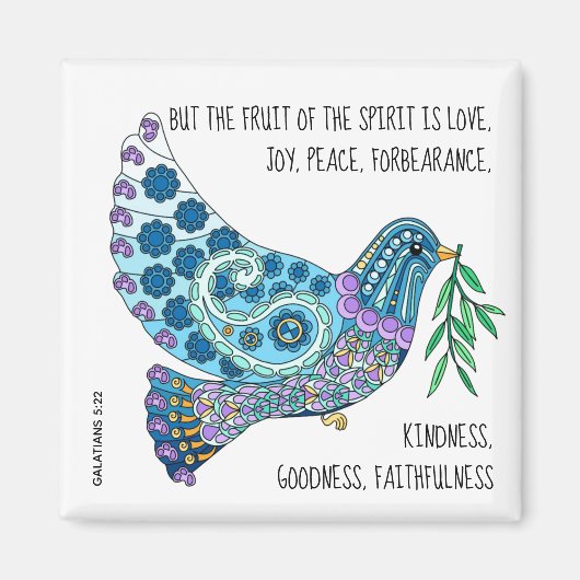 Farbenfrohe Taube mit Verse über Frieden (Galaten Magnet (Vorne)