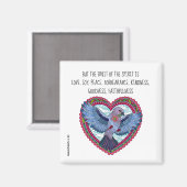 Farbenfrohe Taube mit Verse über Frieden (Galaten  Magnet (Vorderseite/Rückseite)