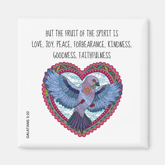 Farbenfrohe Taube mit Verse über Frieden (Galaten Magnet (Vorne)