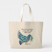 Farbenfrohe Taube mit Verse über Frieden (Matthew  Jumbo Stoffbeutel (Rückseite)