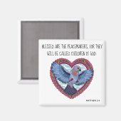 Farbenfrohe Taube mit Verse über Frieden (Matthew  Magnet (Vorderseite/Rückseite)