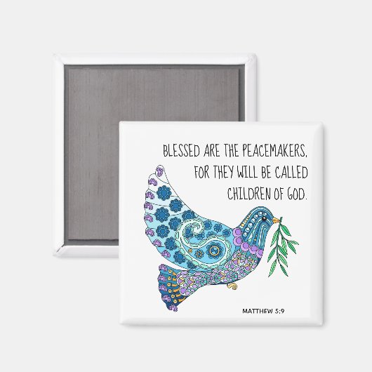 Farbenfrohe Taube mit Verse über Frieden (Matthew  Magnet (Vorderseite/Rückseite)