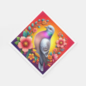 Farbenfrohe Taube umgeben von lebhaften Blume Serviette (Ecke)