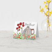 Farbenfrohe Tea Time Teapot Grußkarte Karte (Gelbe Blume)