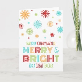 Farbenfrohe Teacher & Bright Weihnachtskarte Feiertagskarte