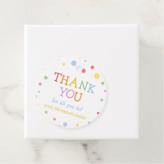 Farbenfrohe Teacher-Wertschätzung Runde Liebesmark Geschenkanhänger (Beispiel)