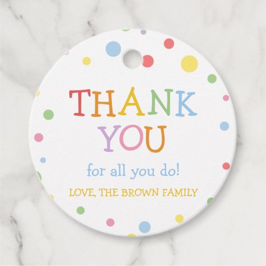 Farbenfrohe Teacher-Wertschätzung Runde Liebesmark Geschenkanhänger (Vorderseite)