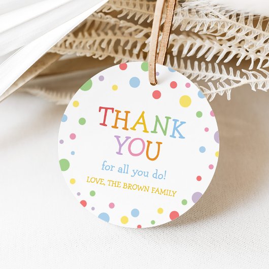 Farbenfrohe Teacher-Wertschätzung Runde Liebesmark Geschenkanhänger