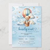 Farbenfrohe Teddybär warten Boy Baby Dusche Einladung (Vorderseite)