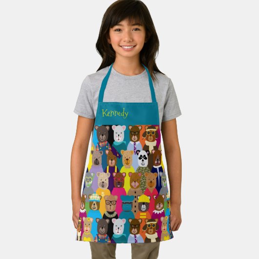 Farbenfrohe Teddybären mit vielen Berufen Schürze (Insitu)