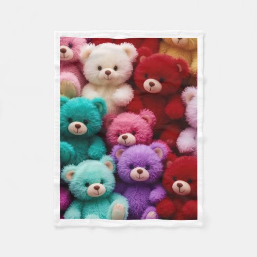 Farbenfrohe Teddybären Sherpa-Decke Fleecedecke (Vorderseite)