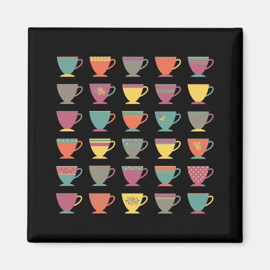 Farbenfrohe Teebecher, warmes Getränk, winterliche Magnet (Vorne)