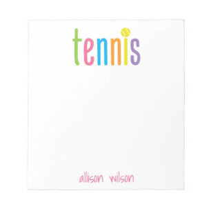 Farbenfrohe Tennis Personalisiert Notepad Notizblock