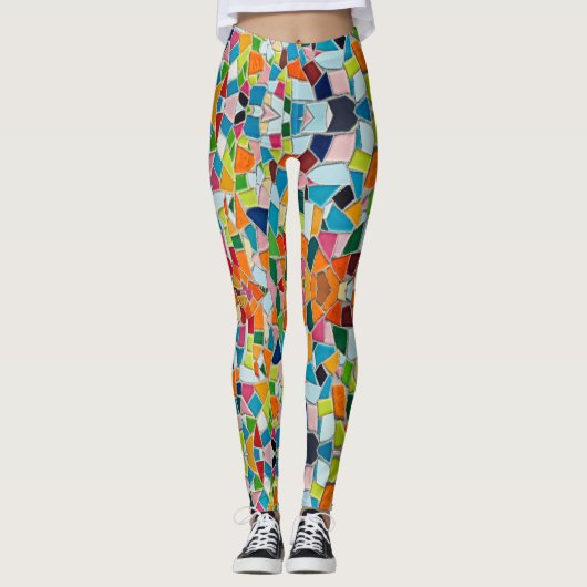 Farbenfrohe Terrazzo Mosaik Leggings (Vorderseite)