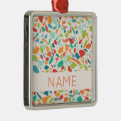 Farbenfrohe Terrazzo Muster Name Architektur Spaß Ornament Aus Metall (Rechts)