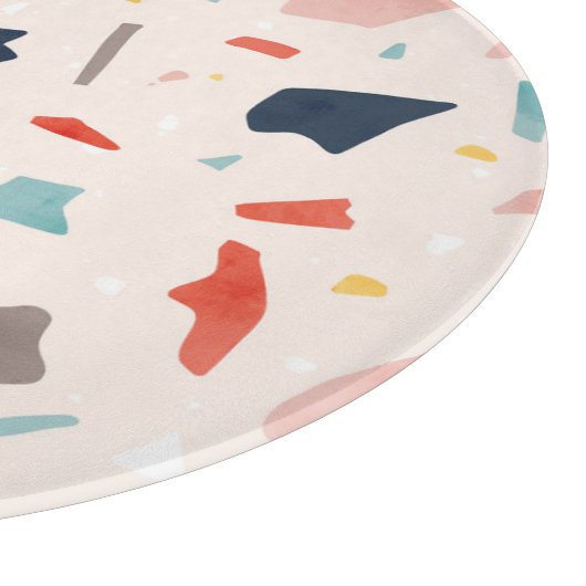 Farbenfrohe Terrazzo: nahtlose Felsfragmente. Schneidebrett (Ecke)