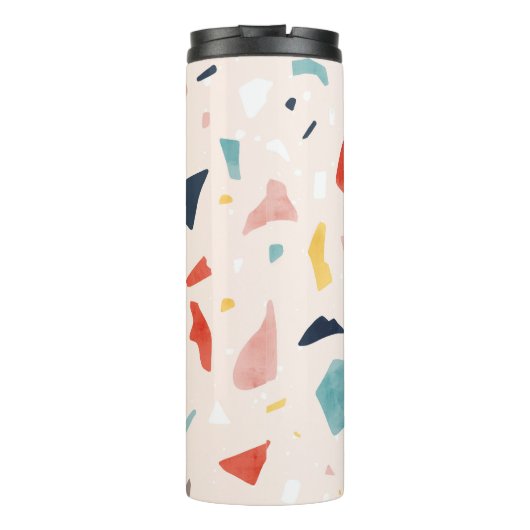 Farbenfrohe Terrazzo: nahtlose Felsfragmente. Thermosbecher (Rückseite)