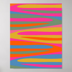 Farbenfrohe Terzo Streifen Abstraktes Muster Poster