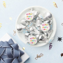 Farbenfrohe Text Confetti und Sterne glücklich zum