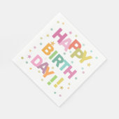Farbenfrohe Text Confetti und Sterne glücklich zum Serviette (Ecke)