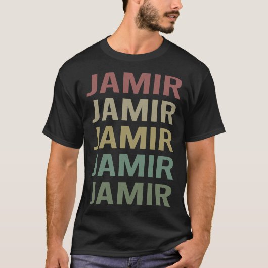 Farbenfrohe Textkunst - Name Jamir T-Shirt (Vorderseite)