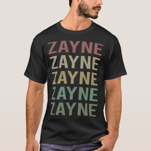 Farbenfrohe Textkunst - Zayne-Name T-Shirt (Vorderseite)