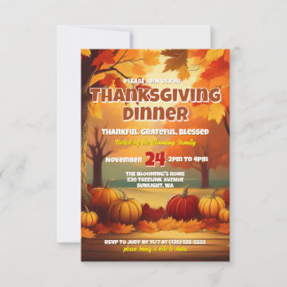 Farbenfrohe Thanksgiving-Einladung Einladung