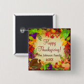 Farbenfrohe Thanksgiving-Ernte Button (Vorne & Hinten)