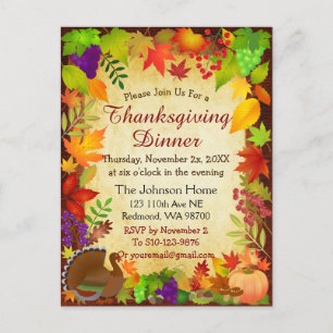 Farbenfrohe Thanksgiving-Ernte Postkarte