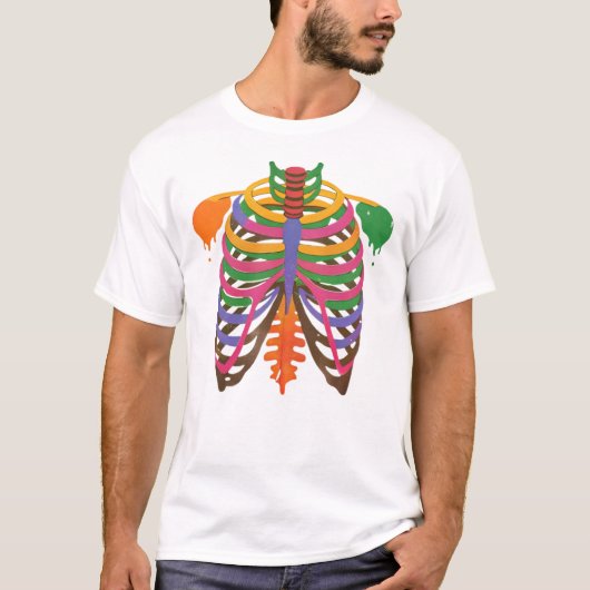 farbenfrohe Thoracskeletthalloween T-Shirt (Vorderseite)