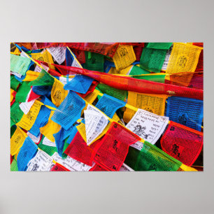 Farbenfrohe tibetische Gebetsfahnen - Tibet Poster
