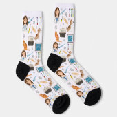 Farbenfrohe Tierärztin Vet DVM Patter Socken (Rechts)