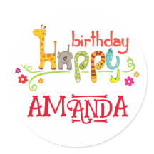 Farbenfrohe Tiercharaktere zum Geburtstag glücklic