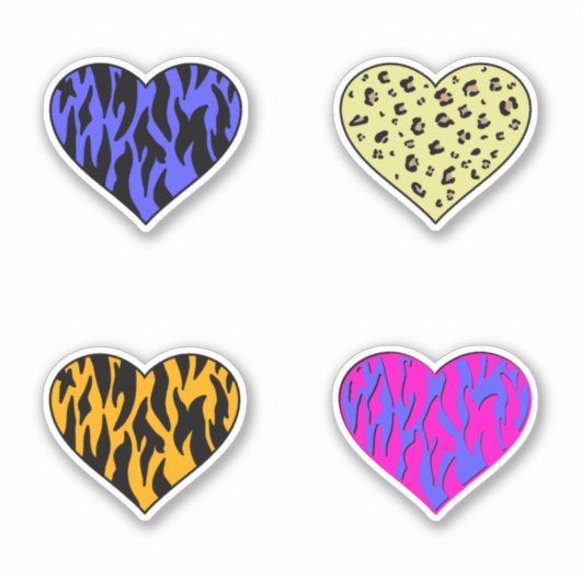 Farbenfrohe Tierdruckherzen Aufkleber (Vorderseite)