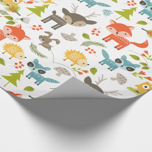 Farbenfrohe Tiere & Waldfolienmuster Geschenkpapier (Ecke)