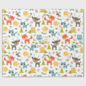 Farbenfrohe Tiere & Waldfolienmuster Geschenkpapier (Flach)