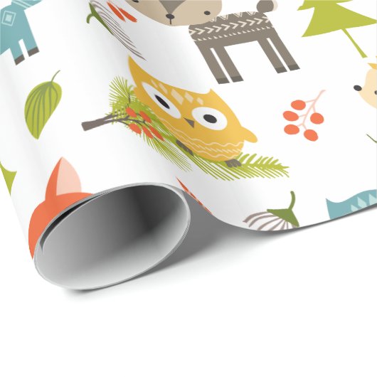 Farbenfrohe Tiere & Waldfolienmuster Geschenkpapier (Rolleneckpunkt)