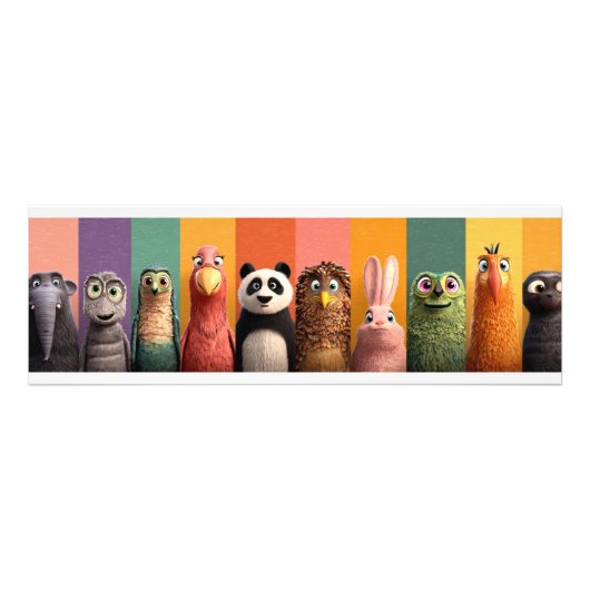Farbenfrohe Tierparade - Poster Beschreibung: (Vorne)