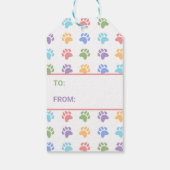 Farbenfrohe Tierpaw-Muster nach und von Geschenkanhänger (Rückseite)