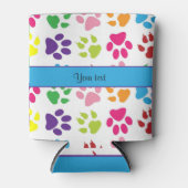 Farbenfrohe Tierpaw-Prints Dosenkühler (Vorderseite)