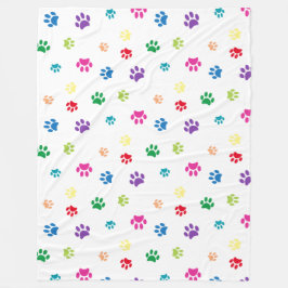 Farbenfrohe Tierpaw-Prints Fleecedecke