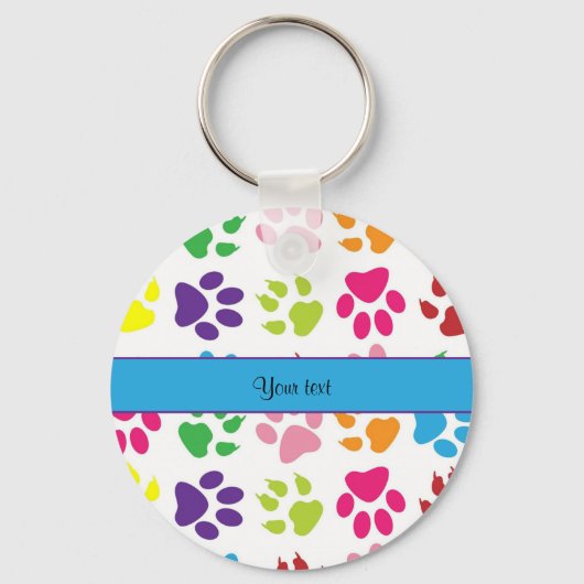 Farbenfrohe Tierpaw-Prints Schlüsselanhänger (Vorderseite)