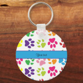 Farbenfrohe Tierpaw-Prints Schlüsselanhänger (Vorderseite)