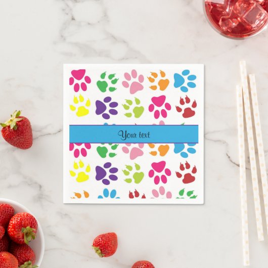 Farbenfrohe Tierpaw-Prints Serviette (Beispiel)