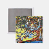 Farbenfrohe Tiger Art Malerei Magnet (Vorderseite/Rückseite)