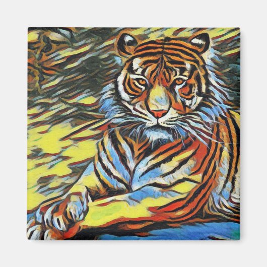 Farbenfrohe Tiger Art Malerei Magnet (Vorne)
