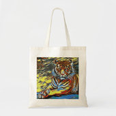 Farbenfrohe Tiger Art Malerei Tragetasche (Vorne)