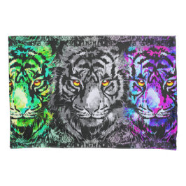Farbenfrohe Tiger Artwork - Cooler Tiger-Pillowcas Kissenbezug