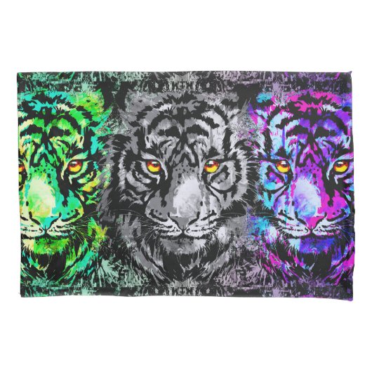 Farbenfrohe Tiger Artwork - Cooler Tiger-Pillowcas Kissenbezug (Vorderseite)