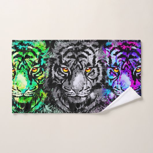 Farbenfrohe Tiger Artwork - Cooles Tiger Bath Hand Badhandtuch Set (Handtuch)